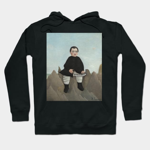 Boy on the Rocks by Henri Rousseau Hoodie by Classic Art Stall